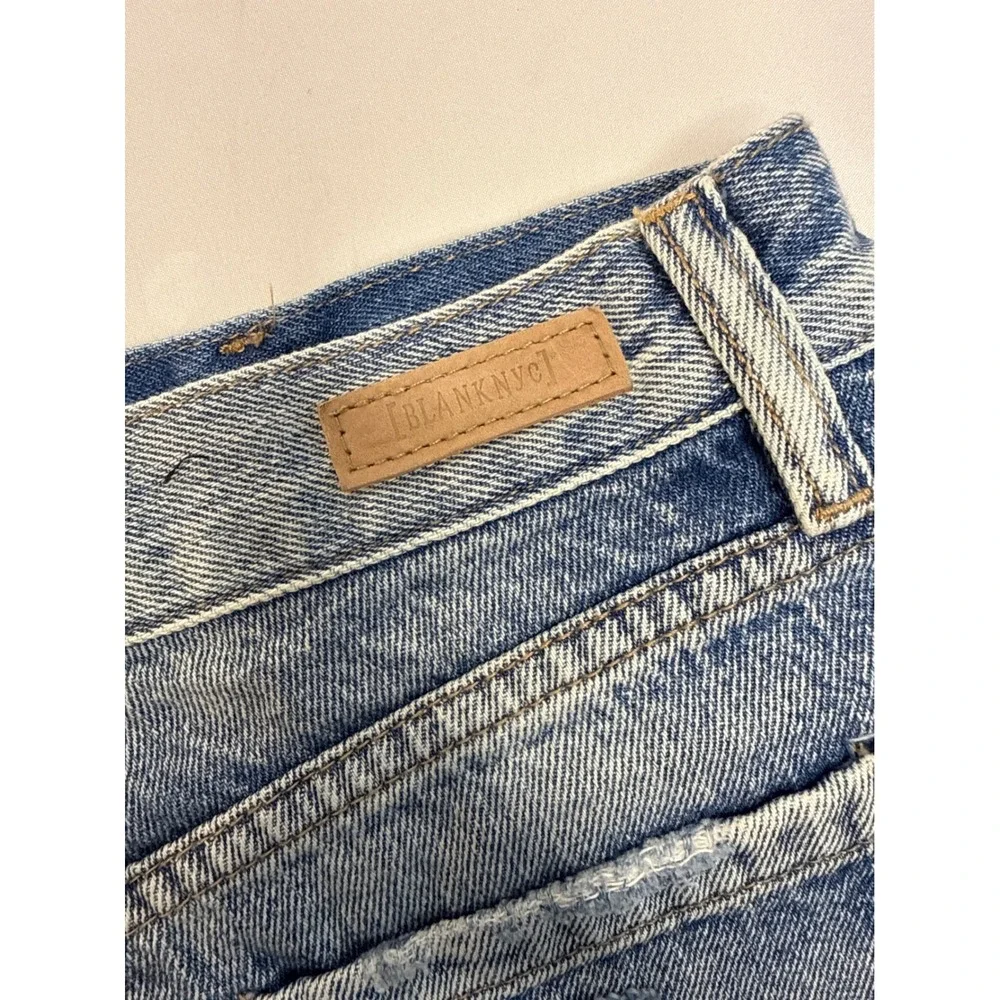 BLANKNYC Distressed Denim Blue‎ Cutoff Shorts Button Fly Frayed Hem Size 24